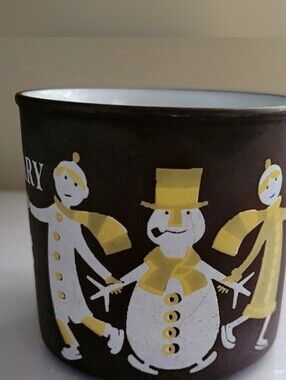 Vintage Hornsea Pottery JANUARY LOVE MUG Snowman, Snowflakes & Kids Ice Skating